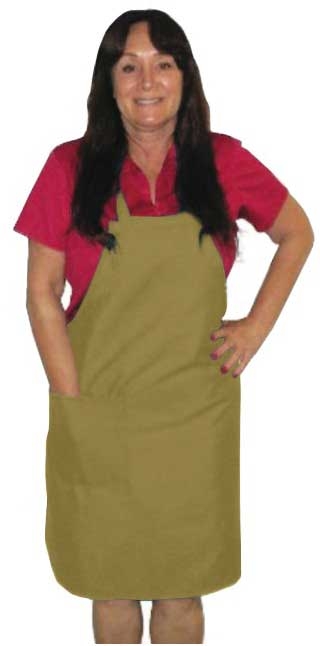 Intedge Poly/Cotton Gold Pattern 1 Hip Pocket Deluxe Bib Apron with Matching Ties, 32 inch Long x 28 inch Wide 