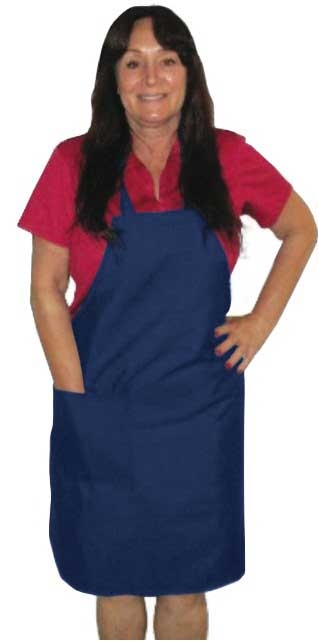 Intedge Blue Poly/Cotton 1 Hip Pocket Deluxe Bib Apron with Matching Ties, 32 inch Long x 28 inch Wide 