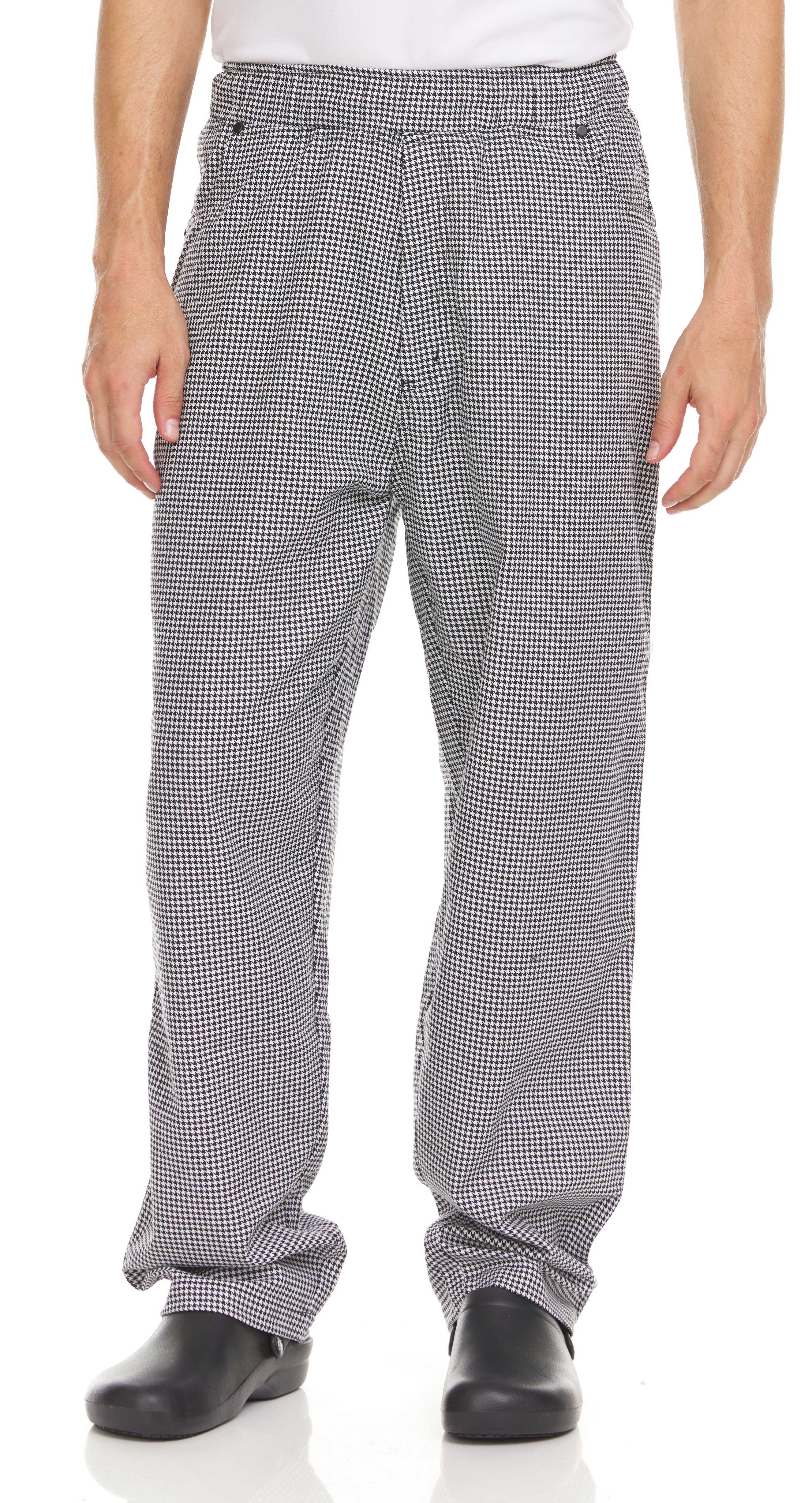 Hey Chef Houndstooth Small 3 Pocket Elastic Waist Zipper Fly Pant