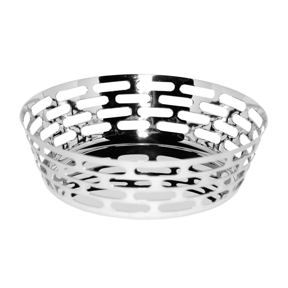 Service Ideas 18/8 Stainless Steel Polished Finish Round Mod18 Bread Basket, 12 inch Width x 3.75 inch Height