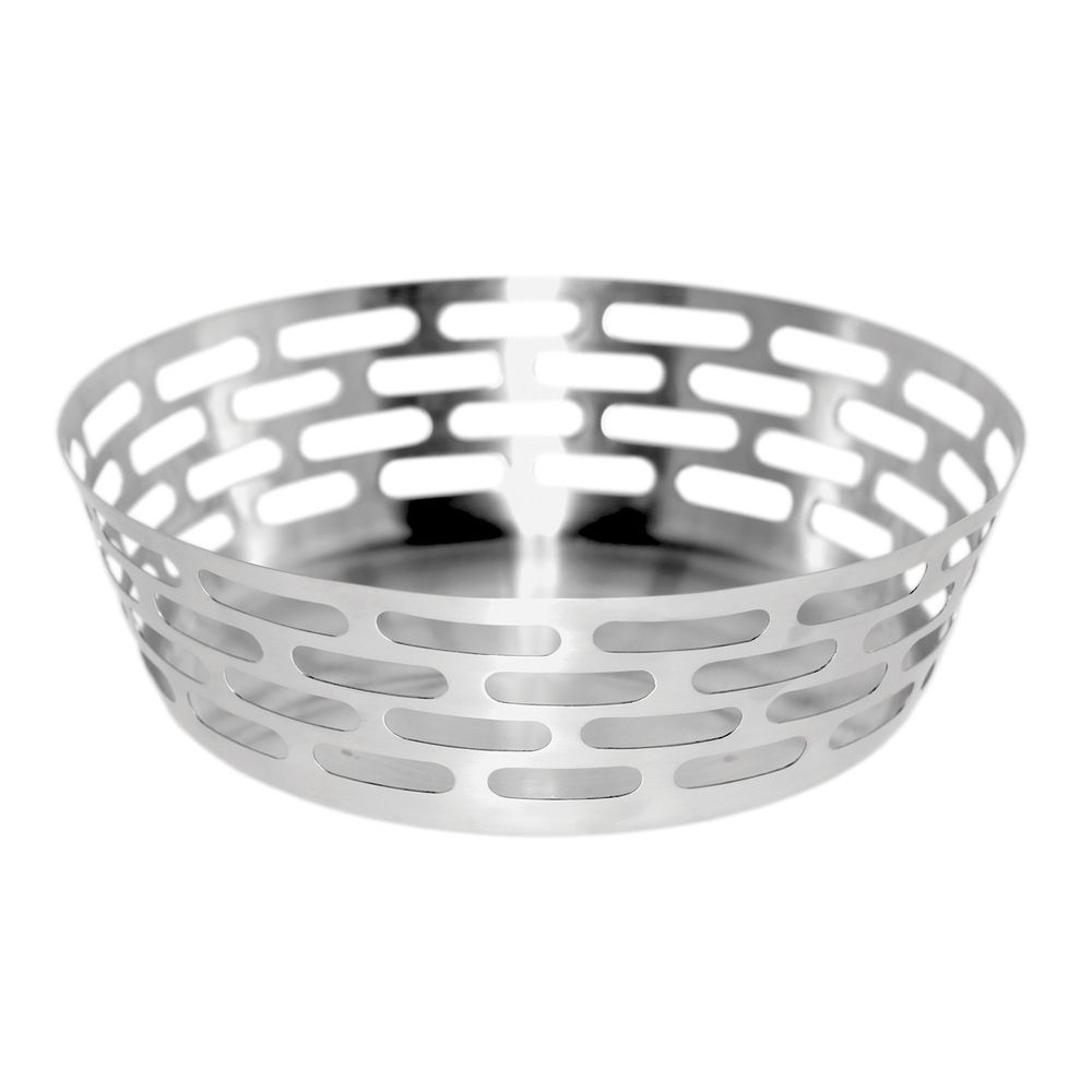 Service Ideas 18/8 Stainless Steel Brushed Finish Round Mod18 Bread Basket, 9 inch Width x 3.25 inch Height
