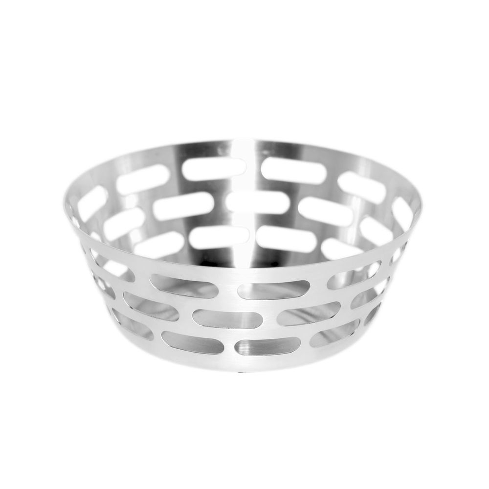 Service Ideas 18/8 Stainless Steel Brushed Finish Round Mod18 Bread Basket, 6.5 inch Width x 2.5 inch Height