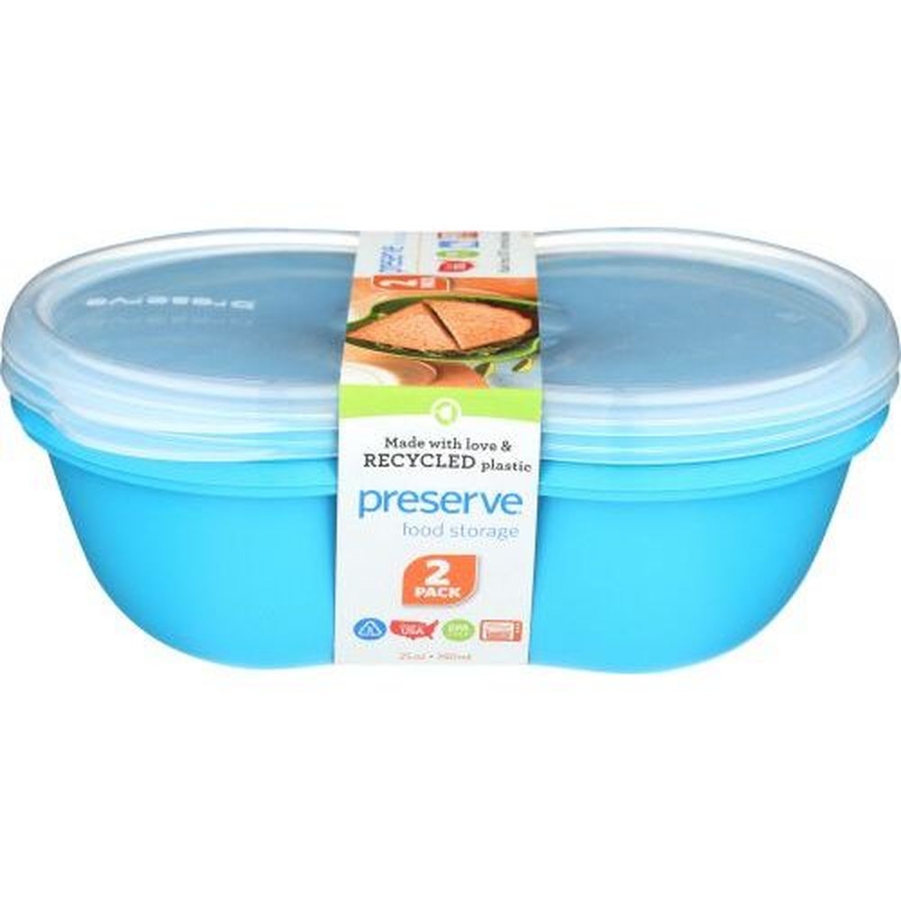 Preserve Plastic Aquamarine Sandwich Food Storage Container, 2 count -- 8 per case