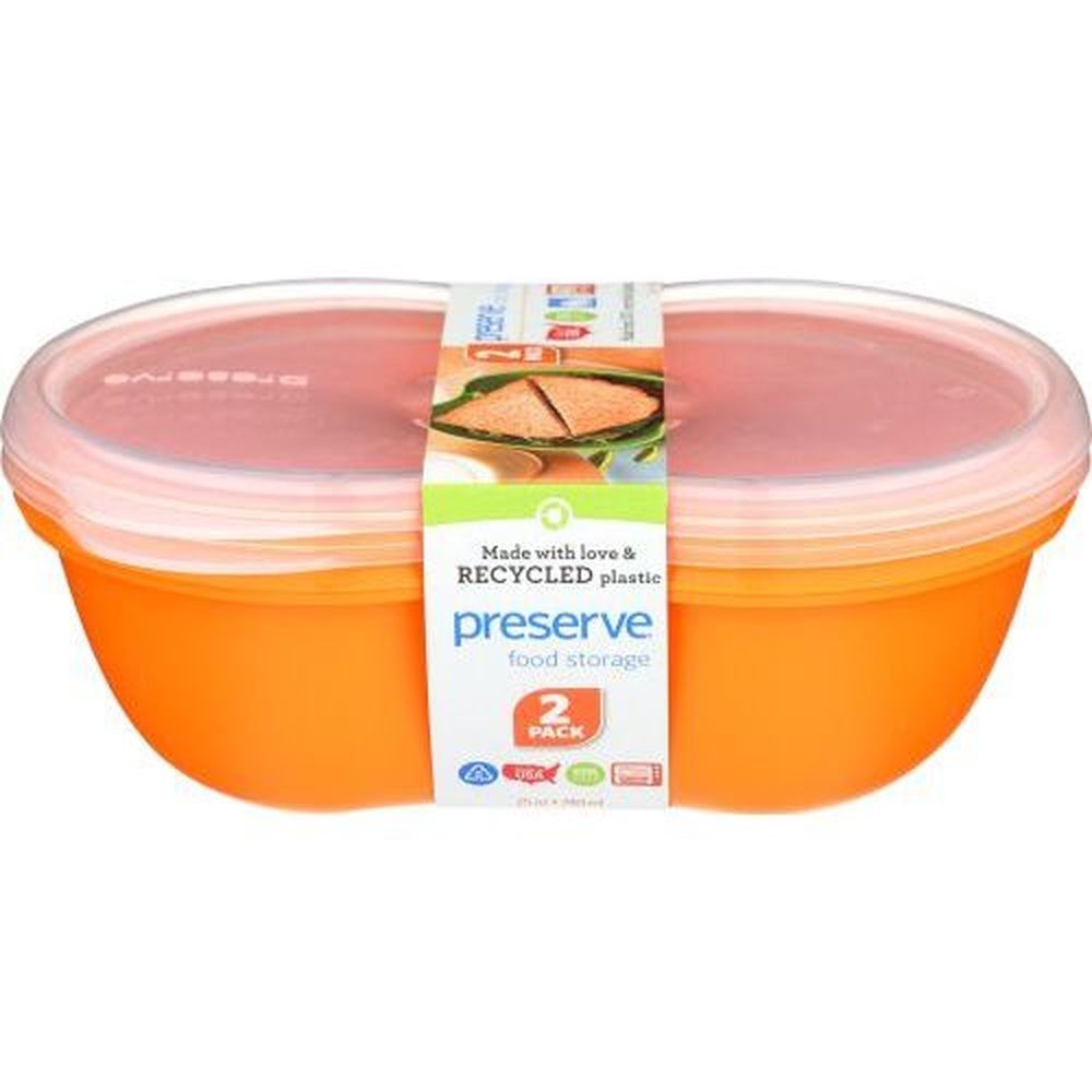 Preserve Plastic Orange Sandwich Food Storage Container, 2 count -- 8 per case