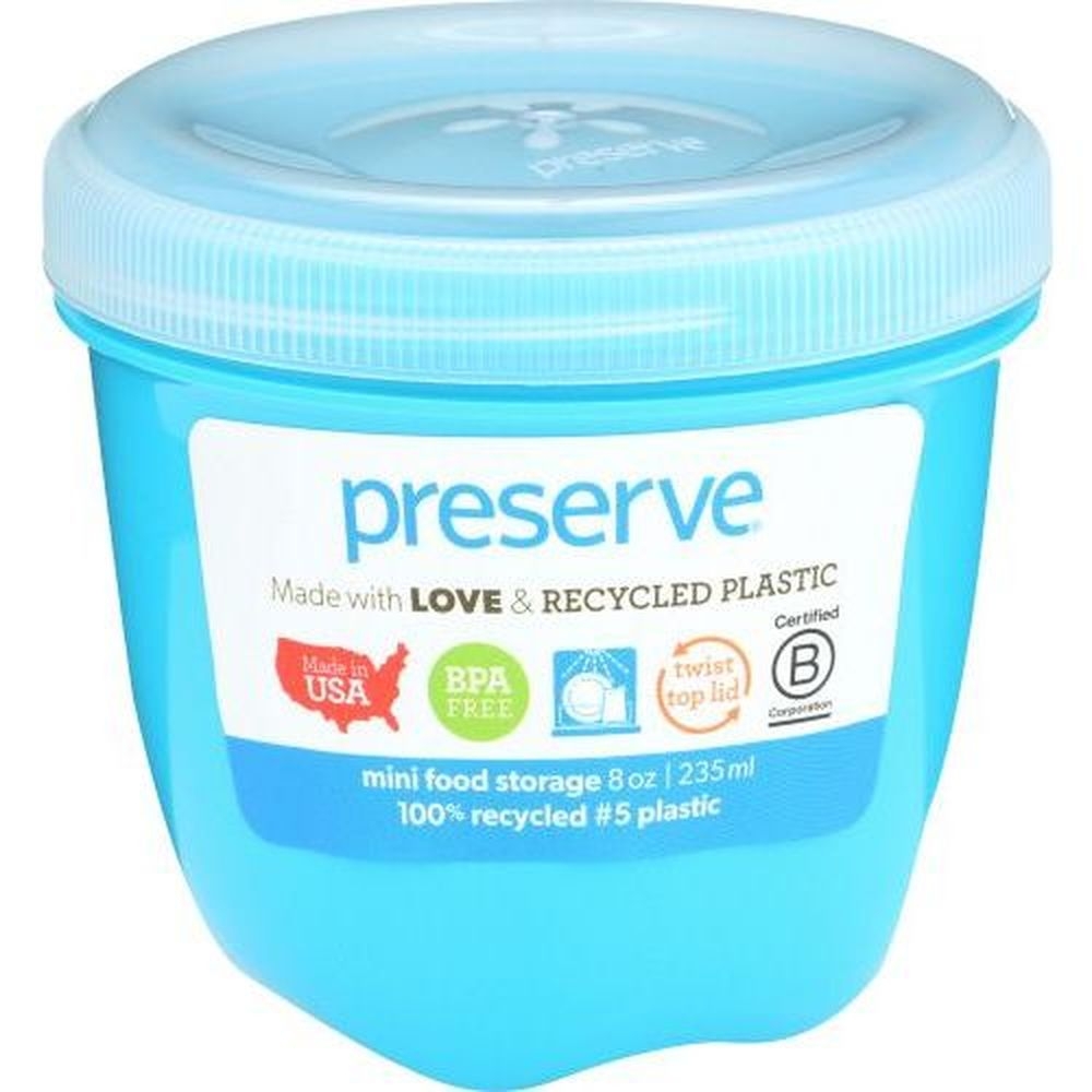 Preserve Plastic Aquamarine Round Mini Single Food Storage Container, 8 Ounce Capacity -- 12 per case