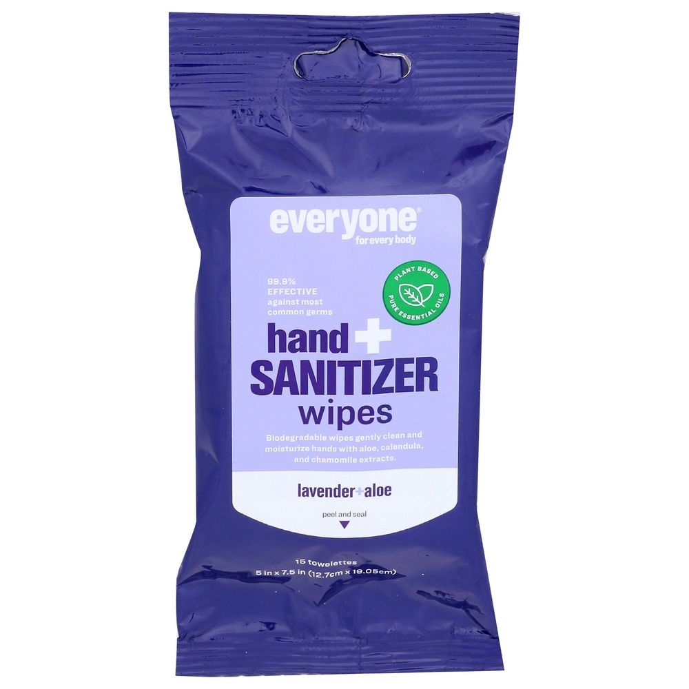 Everyone Lavender Aloe Hand Sanitizer Wipes, 15 count -- 6 per case