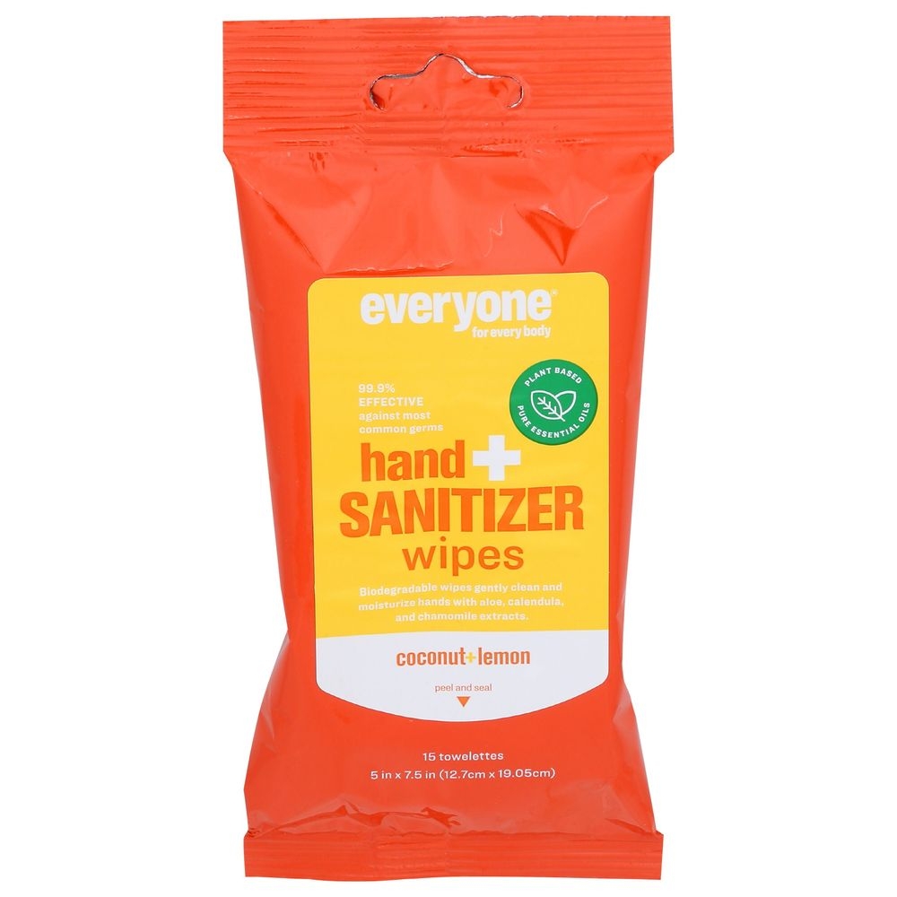 Everyone Coconut Lemon Hand Sanitizer Wipes, 15 count -- 6 per case