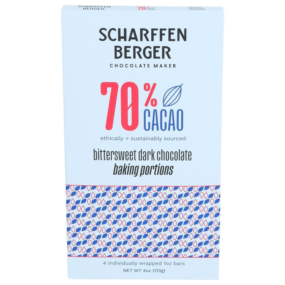 Scharffen Berger Bittersweet Dark Chocolate Baking Portions, 4 Ounce -- 12 per case