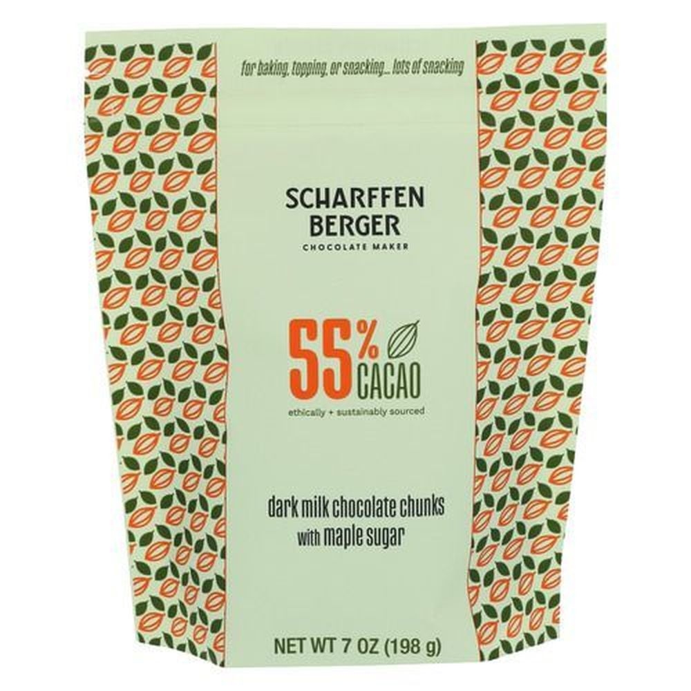 Scharffen Berger 55 Percent Cacao Baking Dark Milk Chocolate Chunks with Maple Sugar, 7 Ounce -- 8 per case
