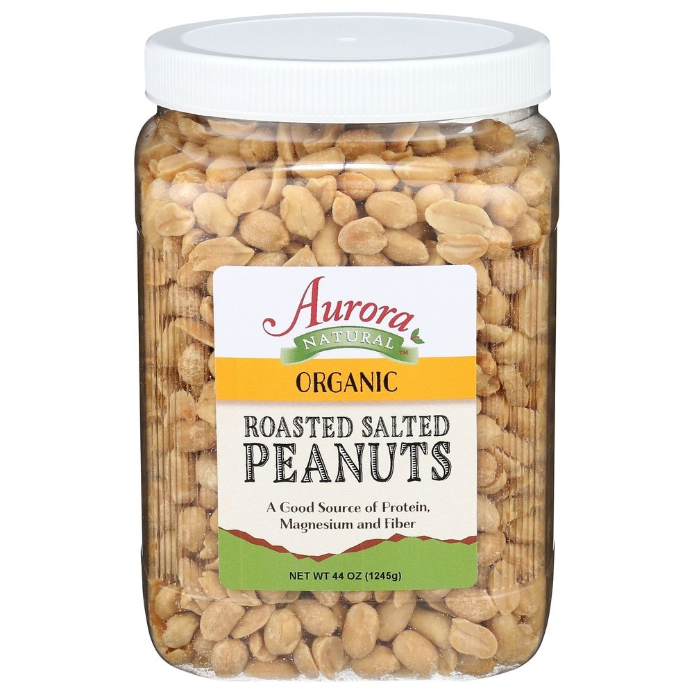 Aurora Natural Organic Roasted Salted Peanuts, 44 Ounce -- 6 per case