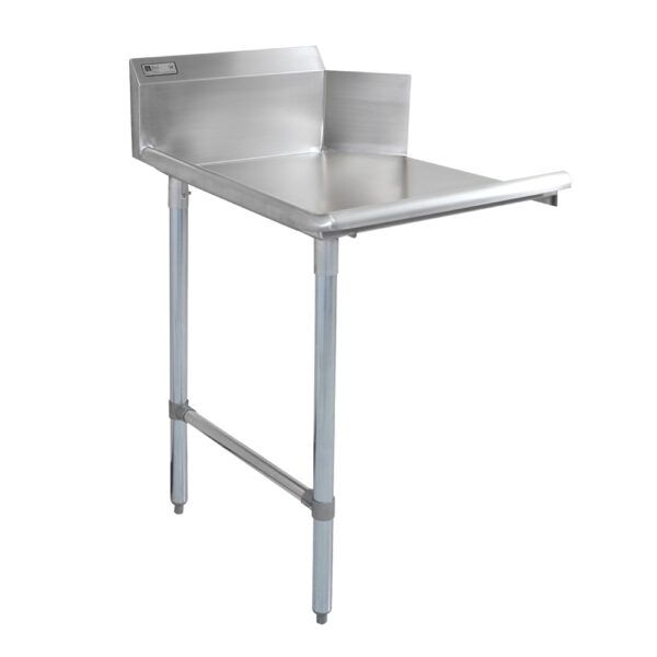John Boos 16 Gauge Stainless Steel 300 Series Clean Straight Left Dishtable with Galvanized Legs and Adjustable Bracing, 144 inch Length.