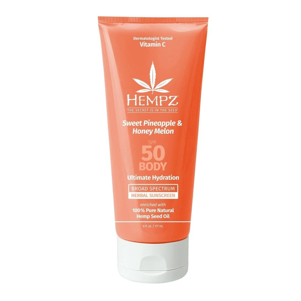 Hempz Sweet Pineapple and Honey Melon SPF 50 Herbal Body Moisturizing Sunscreen, 6 Fluid Ounce