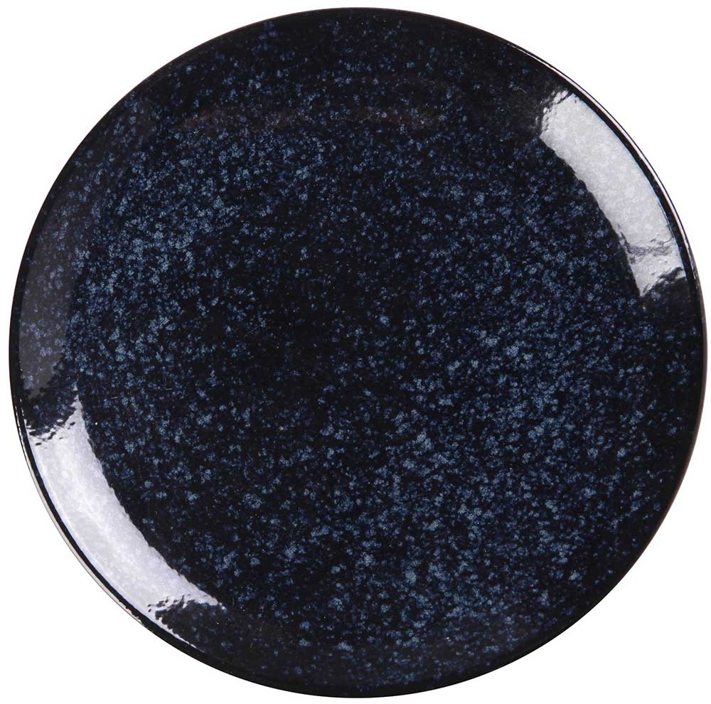 Yanco Blue Star Color Glazed Porcelain Blue Coupe Shape Round Plate, 9-1/8 x 1 inch -- 24 per case