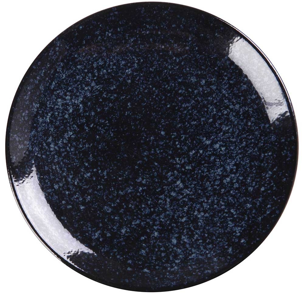 Yanco Blue Star Color Glazed Porcelain Blue Coupe Shape Round Plate, 10-1/2 x 1-3/8 inch -- 12 per case