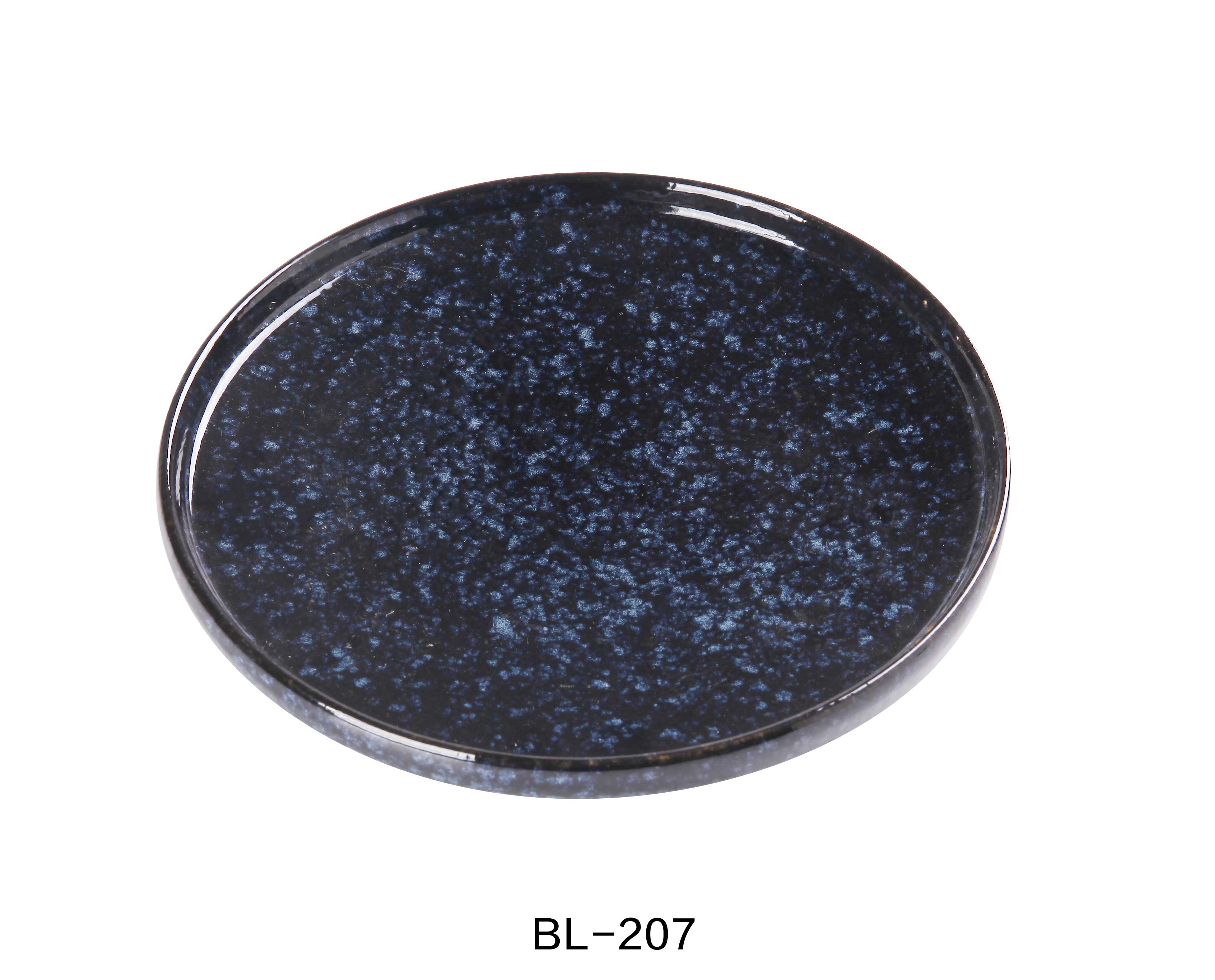 Yanco Blue Star Color Glazed Porcelain Blue Round Plate with Upright Rim, 7-1/2 x 1 inch -- 36 per case