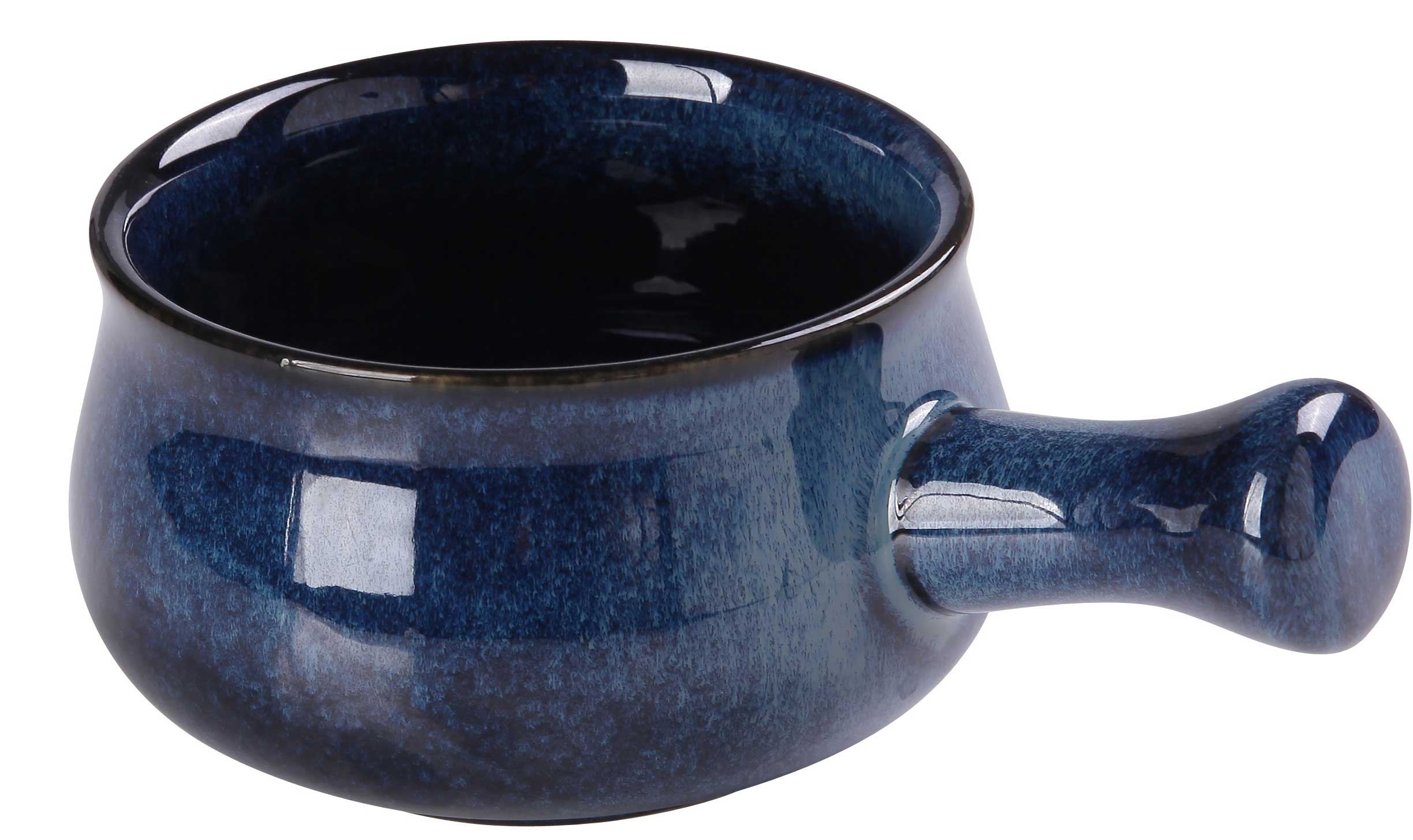 Yanco Blue Star Color Glazed Porcelain Blue Skillet Bowl with Handle, 22 Ounce -- 24 per case