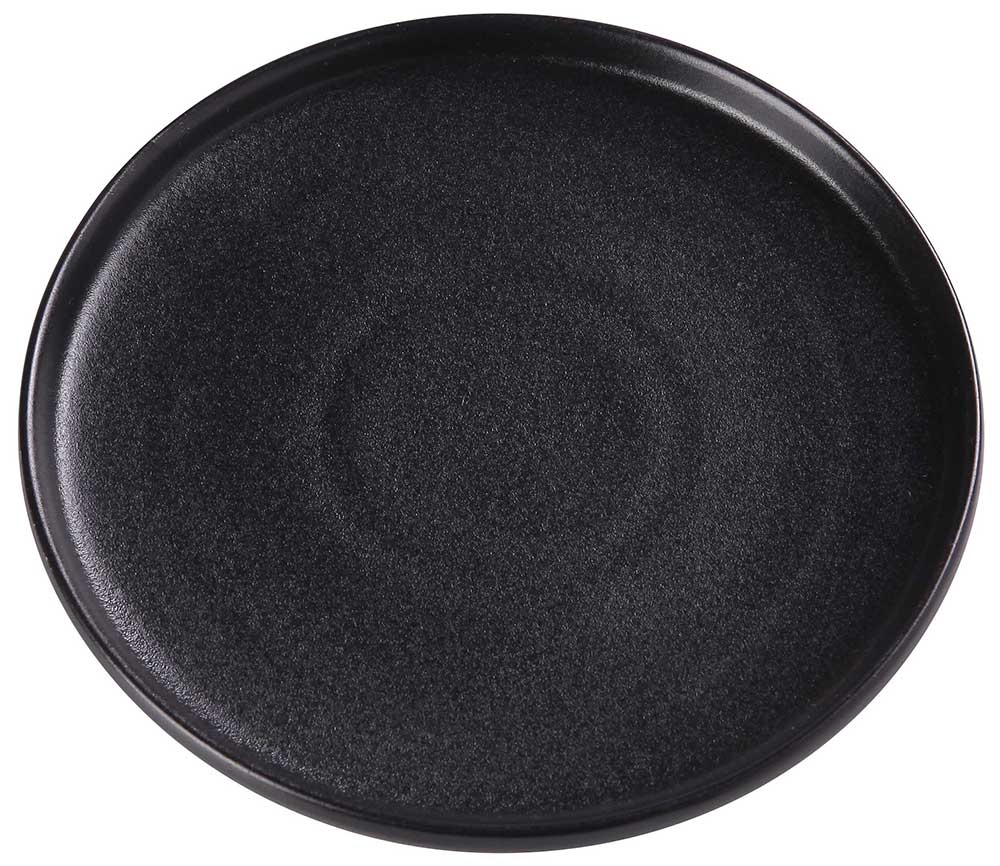 Yanco Noble Black Color Glazed Porcelain Black Round Plate with Upright Rim, 7-1/2 x 1 inch -- 36 per case