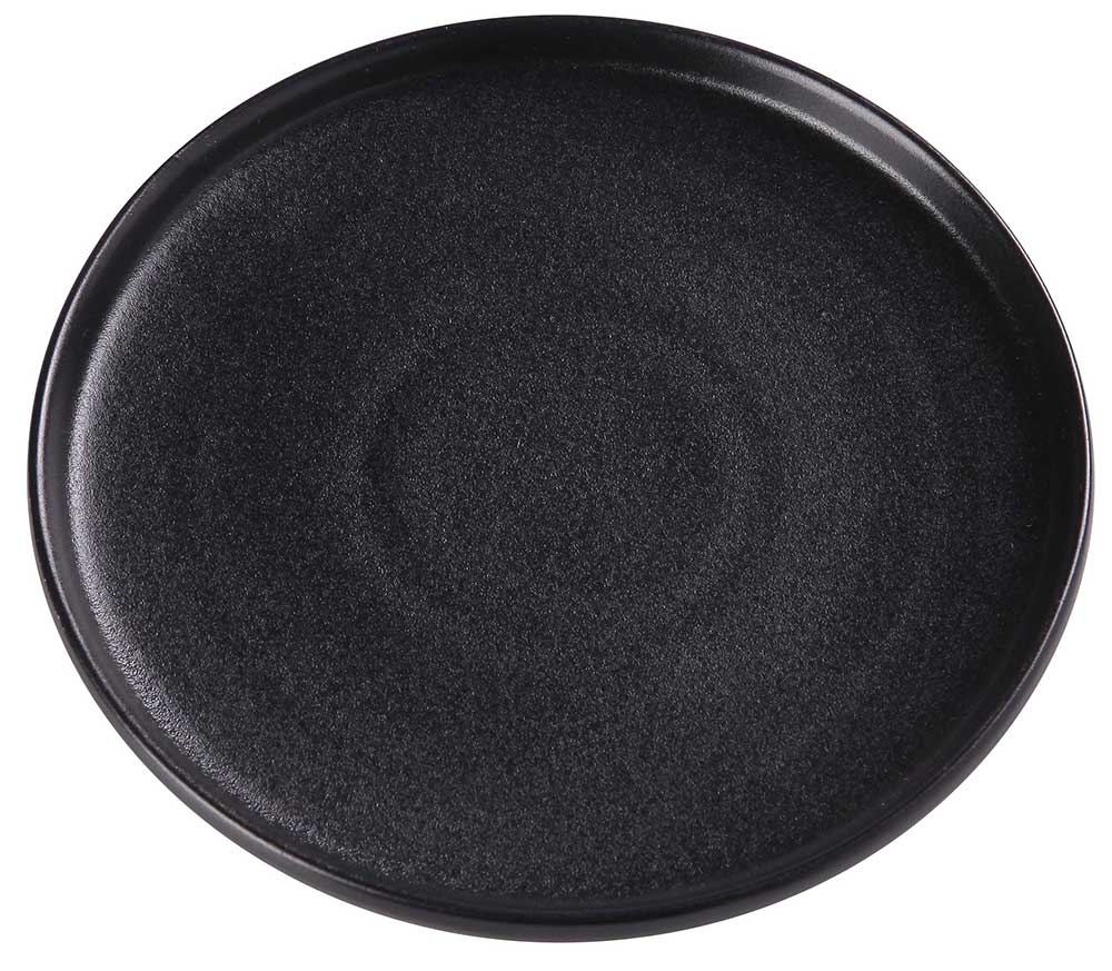 Yanco Noble Black Color Glazed Porcelain Black Round Plate with Upright Rim, 8-1/4 x 1 inch -- 24 per case