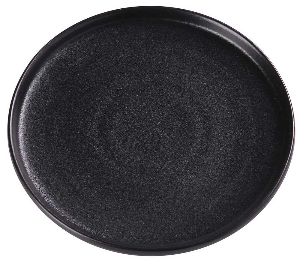 Yanco Noble Black Color Glazed Porcelain Black Round Plate with Upright Rim, 10-1/4 x 1-1/4 inch -- 12 per case