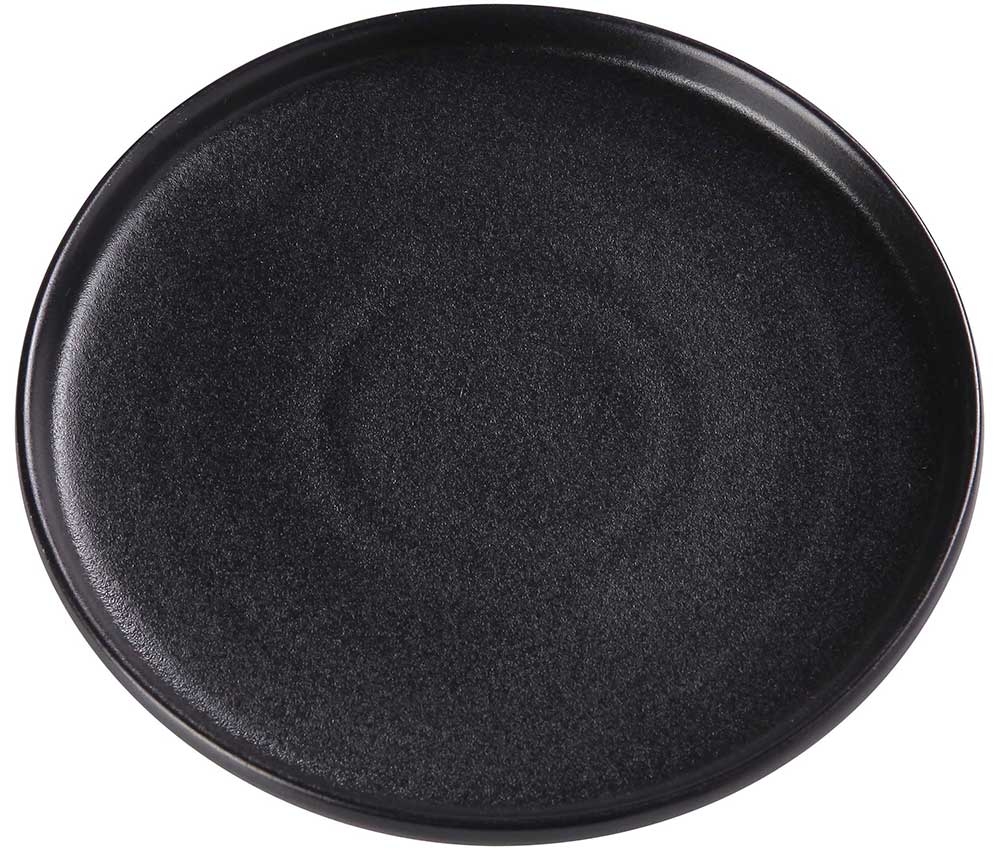 Yanco Noble Black Color Glazed Porcelain Black Round Plate with Upright Rim, 12-1/4 x 1-3/8 inch -- 12 per case