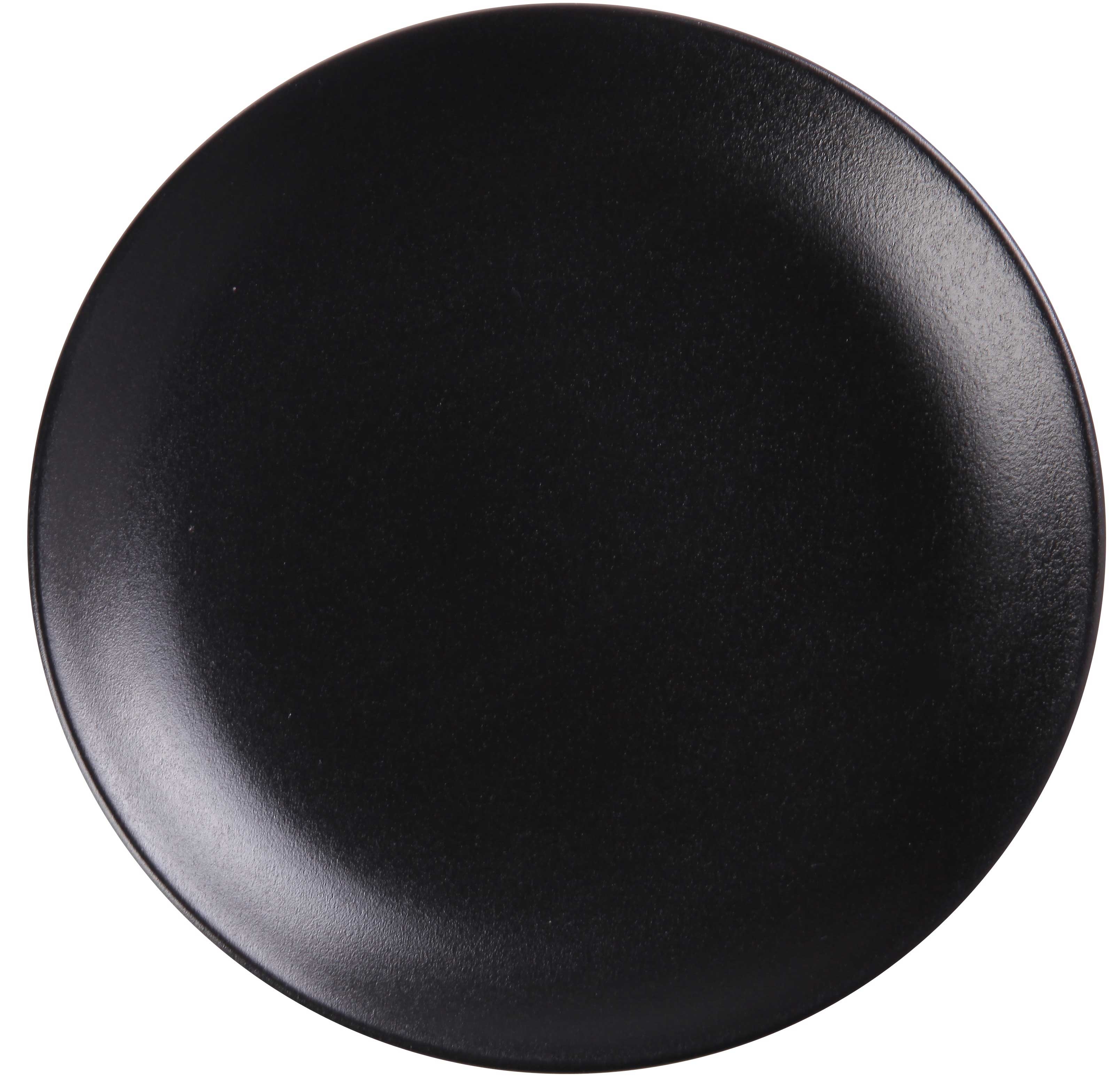 Yanco Noble Black Color Glazed Porcelain Black Coupe Shape Round Plate, 7 x 3/4 inch -- 36 per case