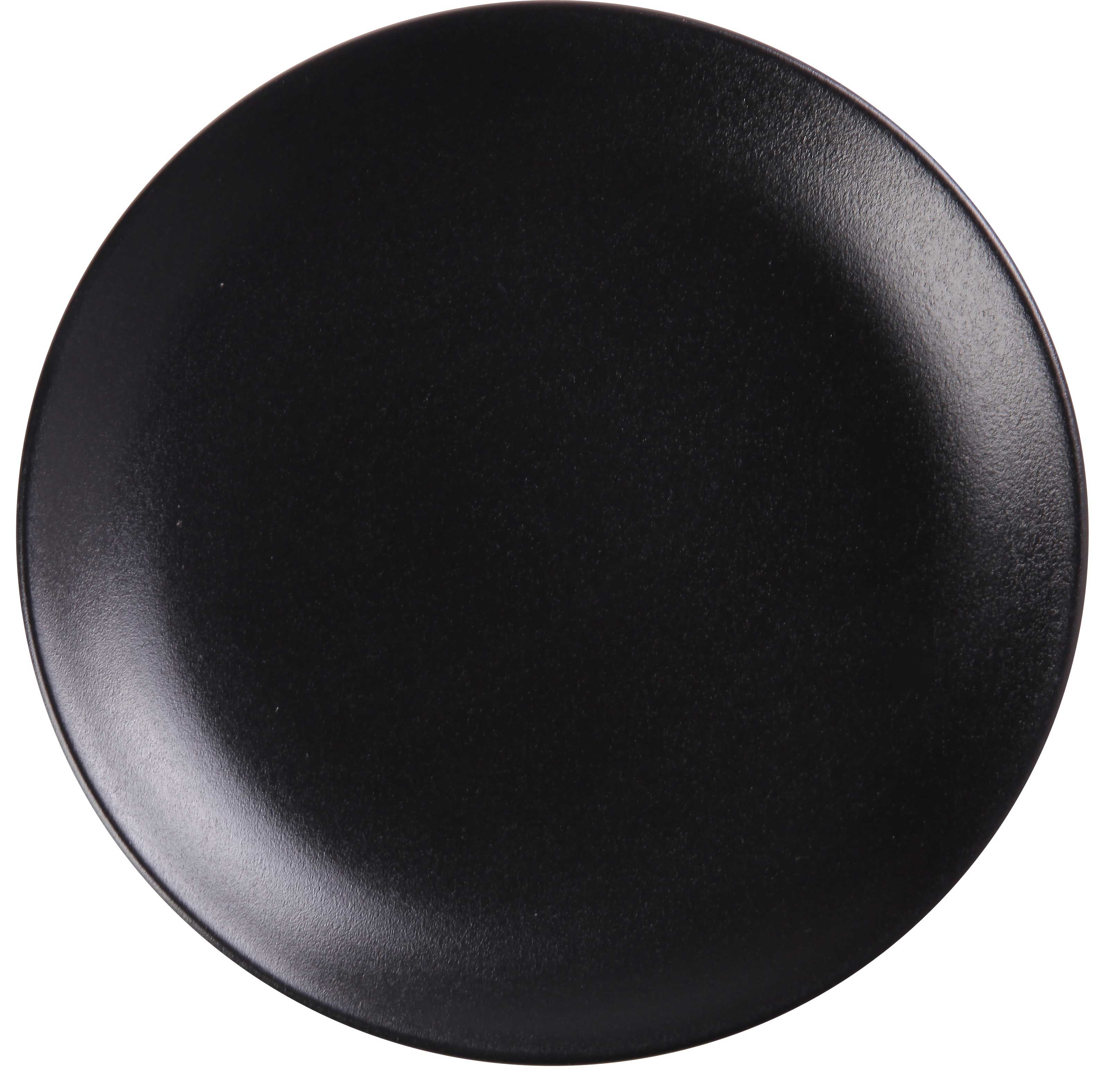 Yanco Noble Black Color Glazed Porcelain Black Coupe Shape Round Plate, 9-1/8 x 1-1/8 inch -- 24 per case