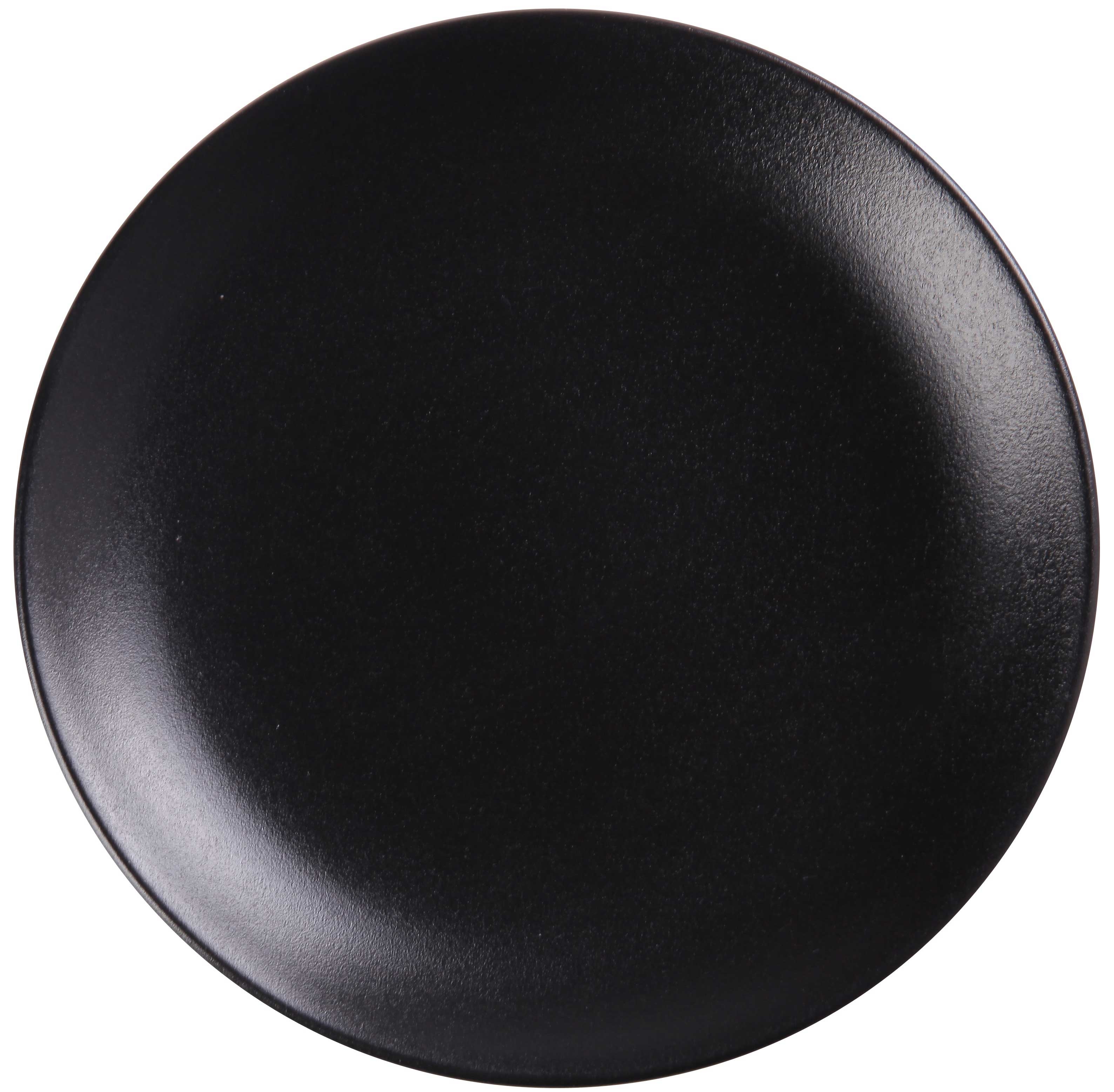 Yanco Noble Black Color Glazed Porcelain Black Coupe Shape Round Plate, 12-1/4 x 1-1/2 inch -- 12 per case