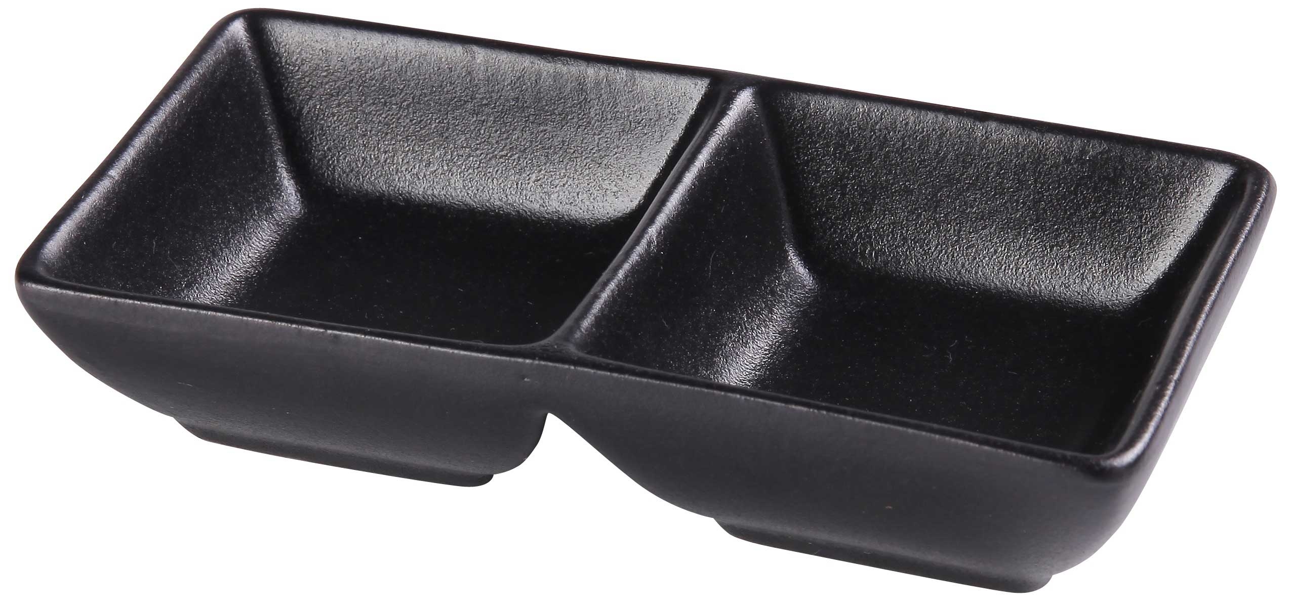 Yanco Noble Black Color Glazed Porcelain Black Double Sauce Dish, 1.5 Ounce Each -- 36 per case