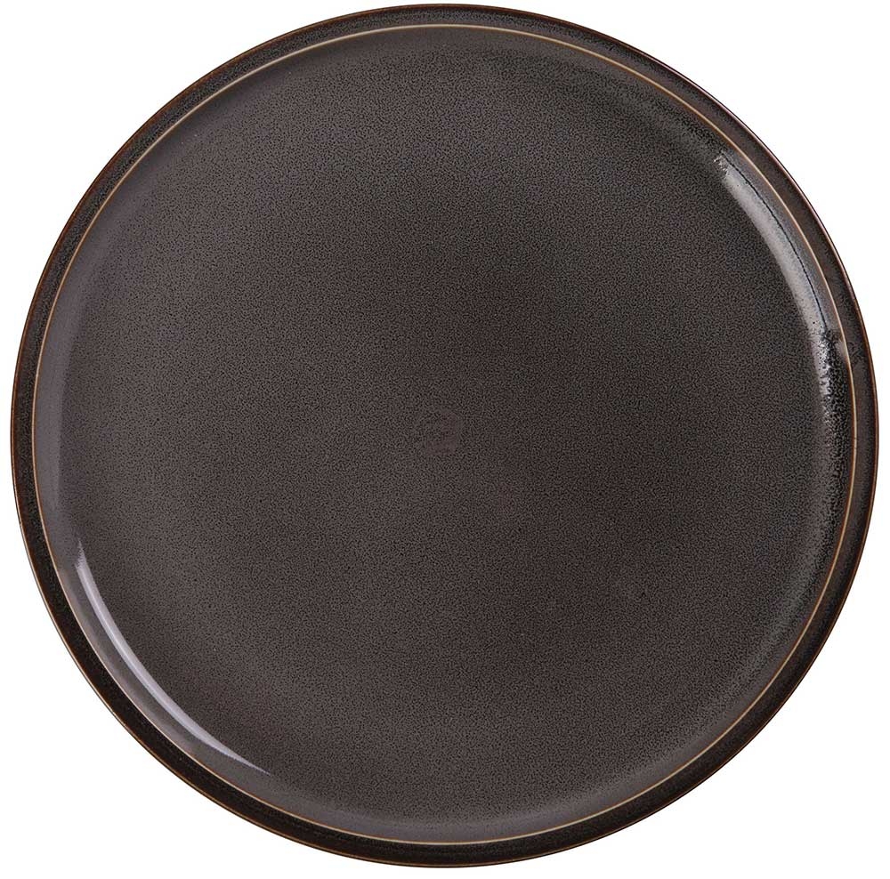 Yanco Peacock Color Glazed Porcelain Gray Round Plate with Upright Rim, 7 x 3/4 inch -- 36 per case