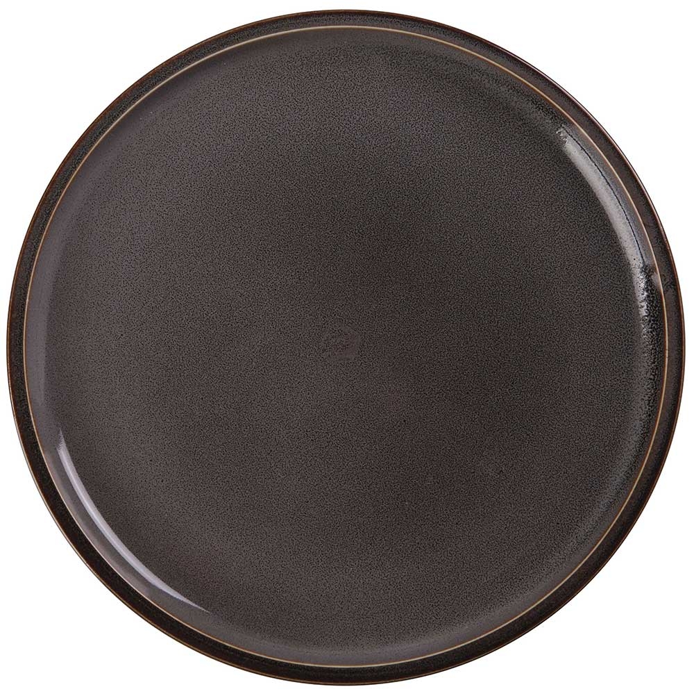 Yanco Peacock Color Glazed Porcelain Gray Round Plate with Upright Rim, 10 x 1 inch -- 12 per case