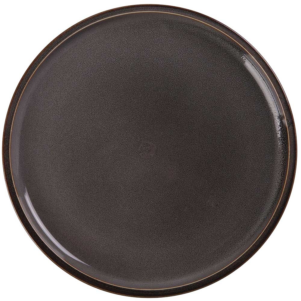 Yanco Peacock Color Glazed Porcelain Gray Round Plate with Upright Rim, 12 x 1 inch -- 12 per case
