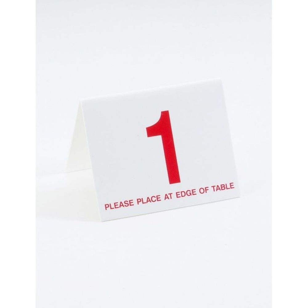 Cal-Mil White / Red Double-Sided 26 to 50 Number Table Tents, 3.5 x 2 x 3 inch