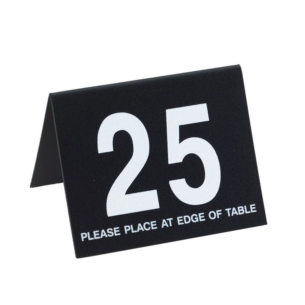 Cal-Mil Black with White 1 to 25 Double-Sided Number Table Tents, 3.5 x 2 x 3 inch