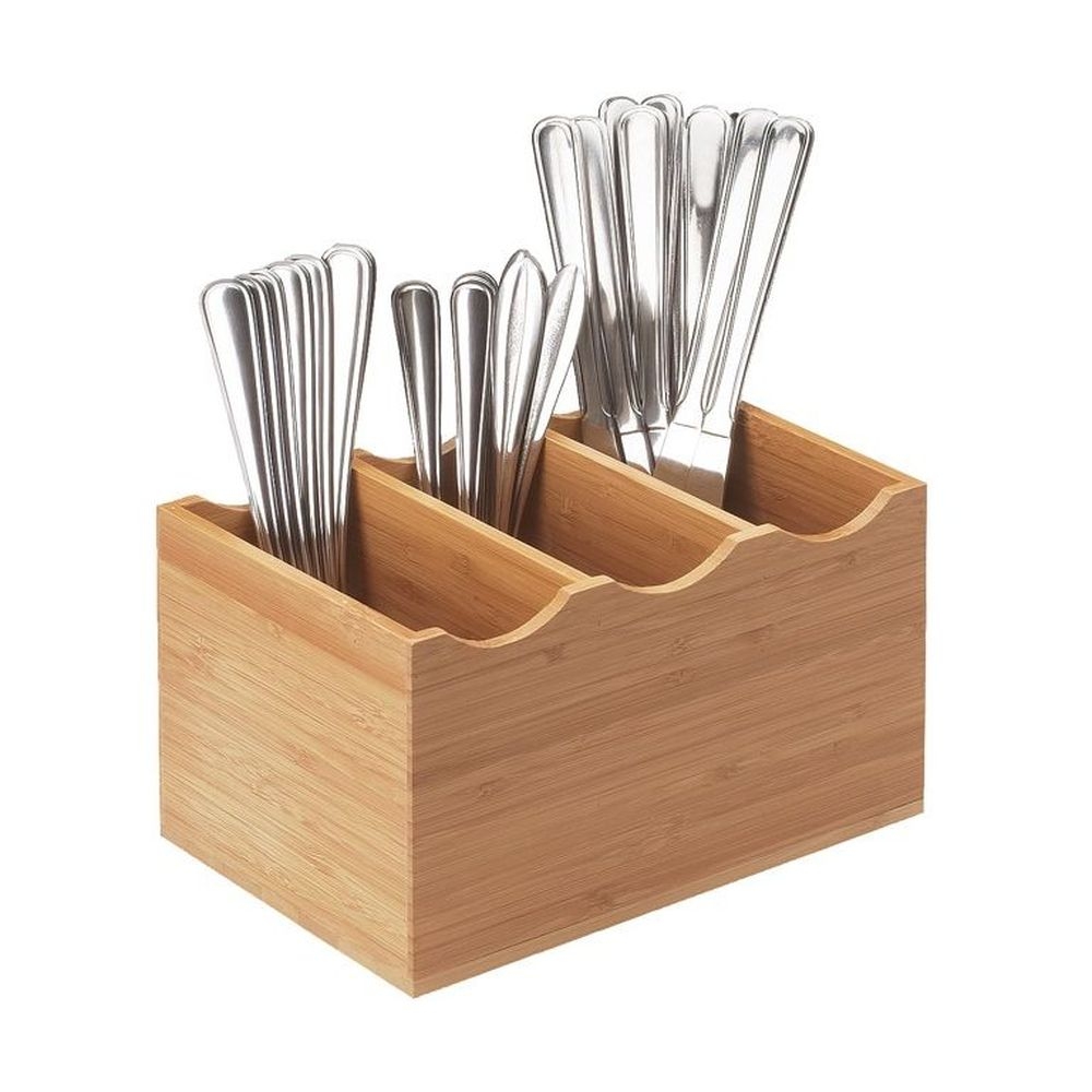 Cal-Mil Bamboo 3 Slot Flatware Display, 8 1/4 x 5 1/2 x 4 3/4 inch