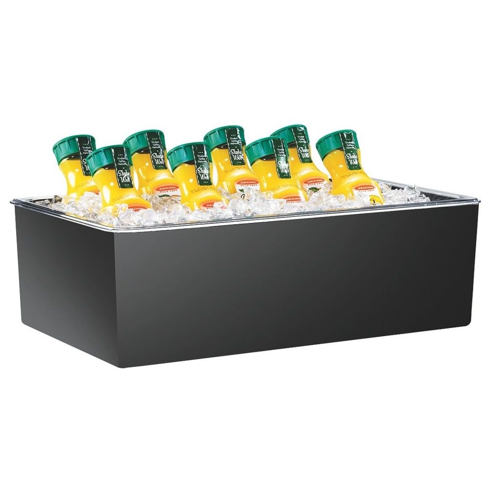 Cal-Mil Black Classi Melamine Ice Housing with Clear Pan, 12 x 20 x 7 inch