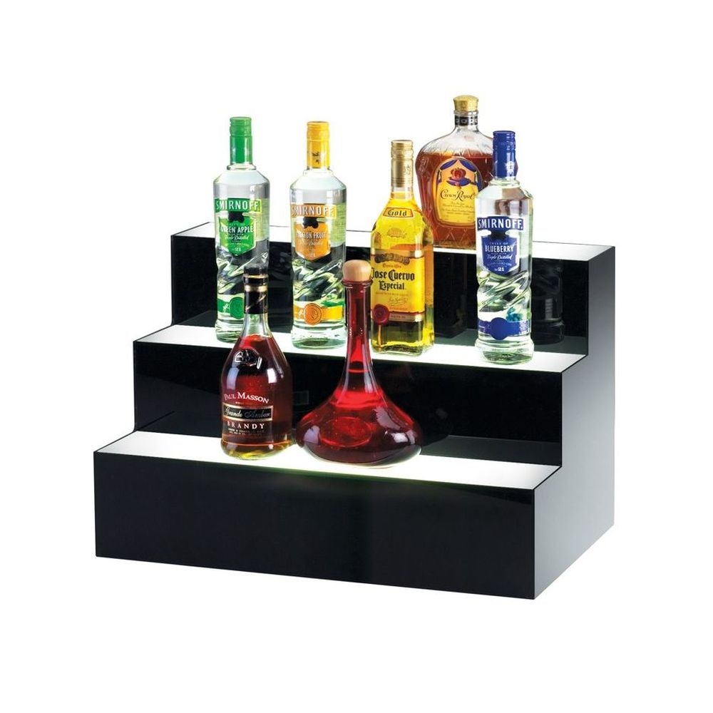 Cal-Mil Under Lit Acrylic 3 Step Bottle Display Riser, 24 x 14.5 x 15.5 inch