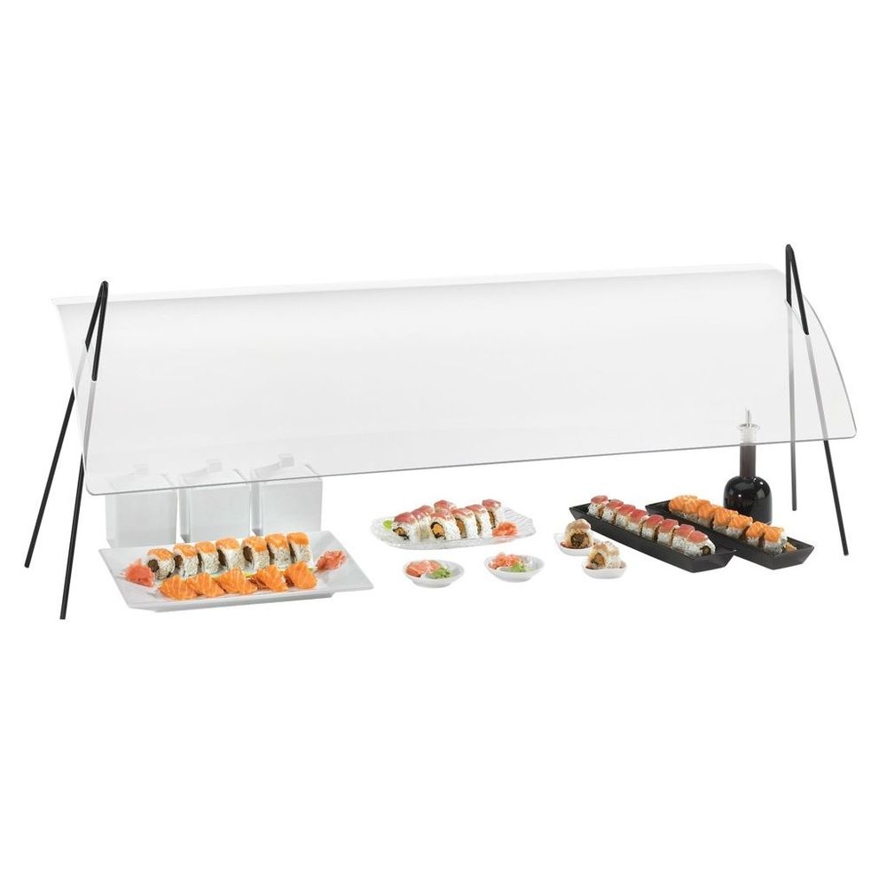 Cal-Mil Acrylic Single Face Rectangular Sneeze Guard with Black Iron Wire Frame, 72 x 17.25 x 19 inch