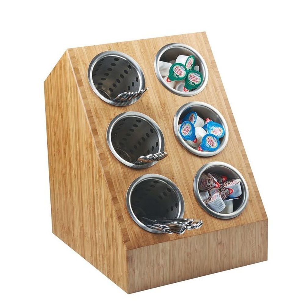 Cal-Mil Bamboo Six Compartment Spacesaver Vertical Utensil Stand, 12 x 14.25 x 16.5 inch