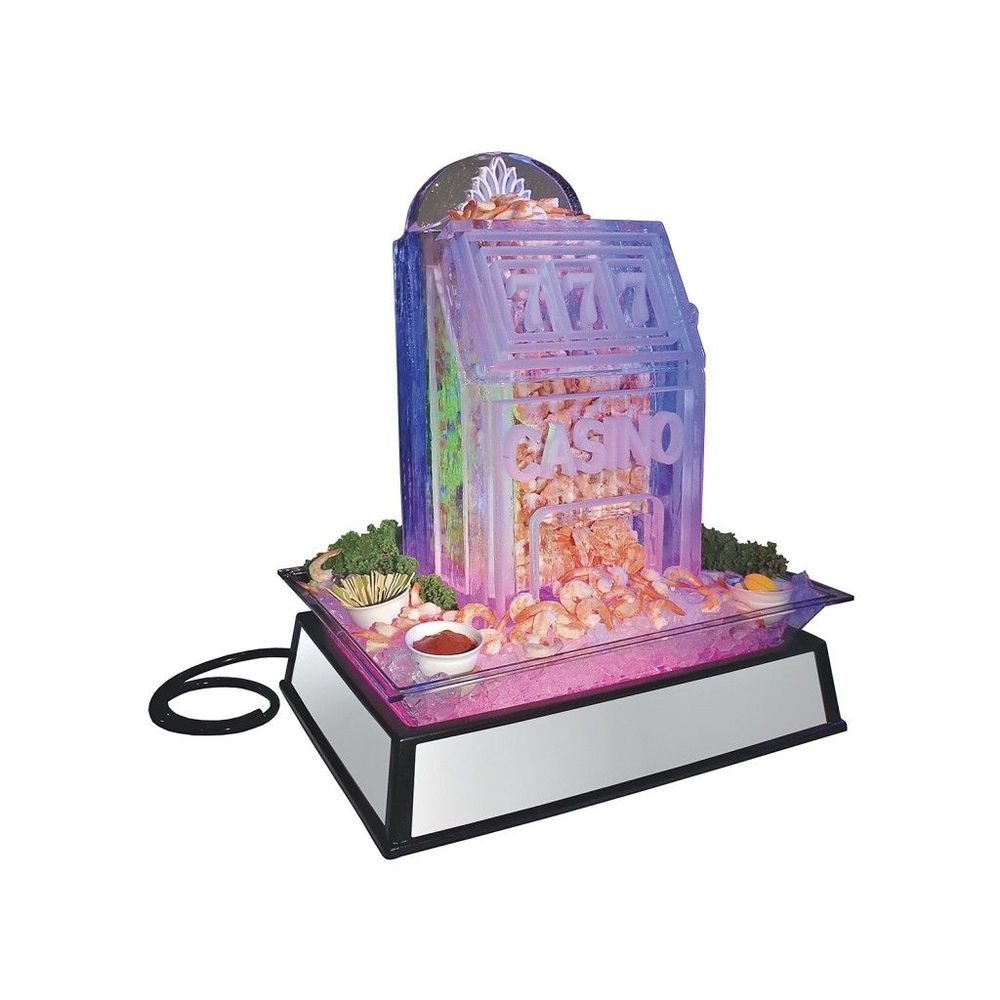 Cal-Mil Small Ice Carving Mirror Pedestal with Drainage Hose and 110 Volt LED Lighting, 19 x 27 x 10 inch