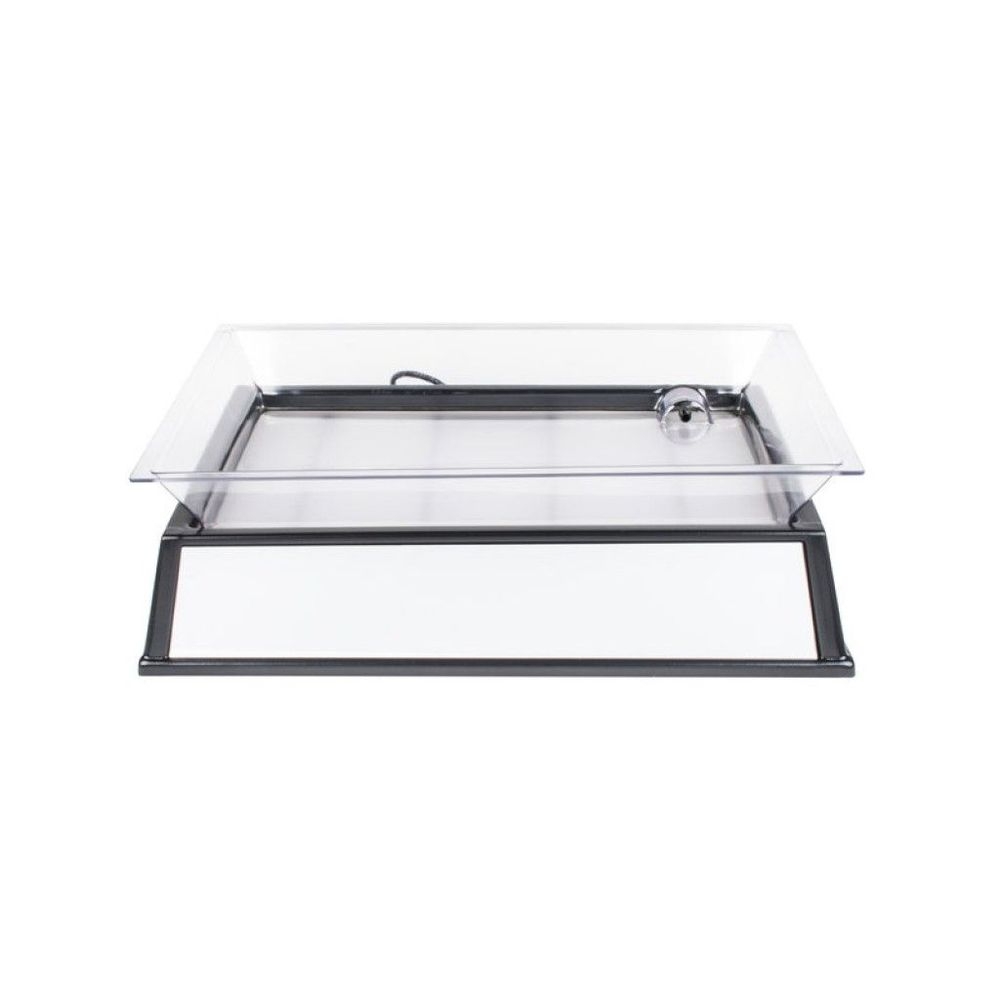 Cal-Mil Small Ice Carving Mirror Pedestal with Drainage Hose and 220 Volt LED Lighting, 19 x 27 x 10 inch