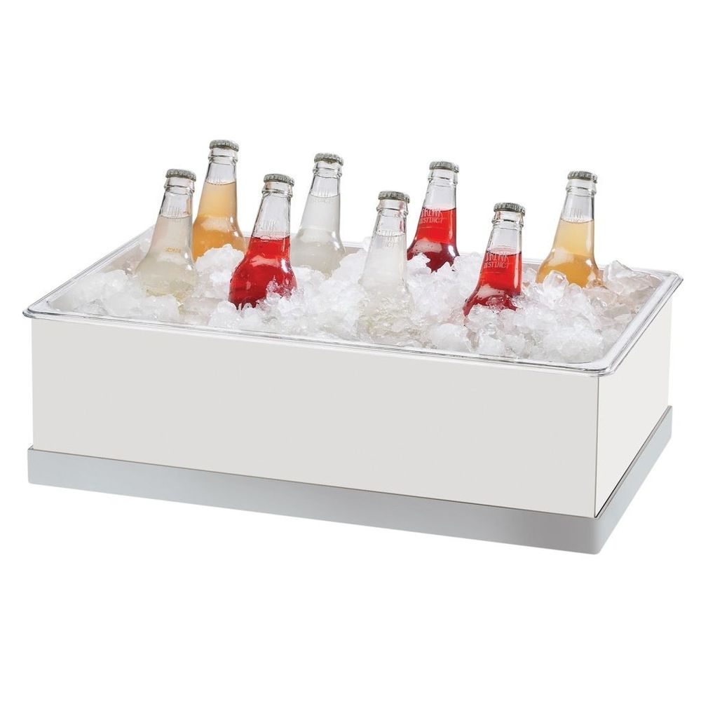 Cal-Mil Luxe White Stainless Steel Trim Ice Housing with Clear Pan, 12.25 x 20.25 x 6.25 inch