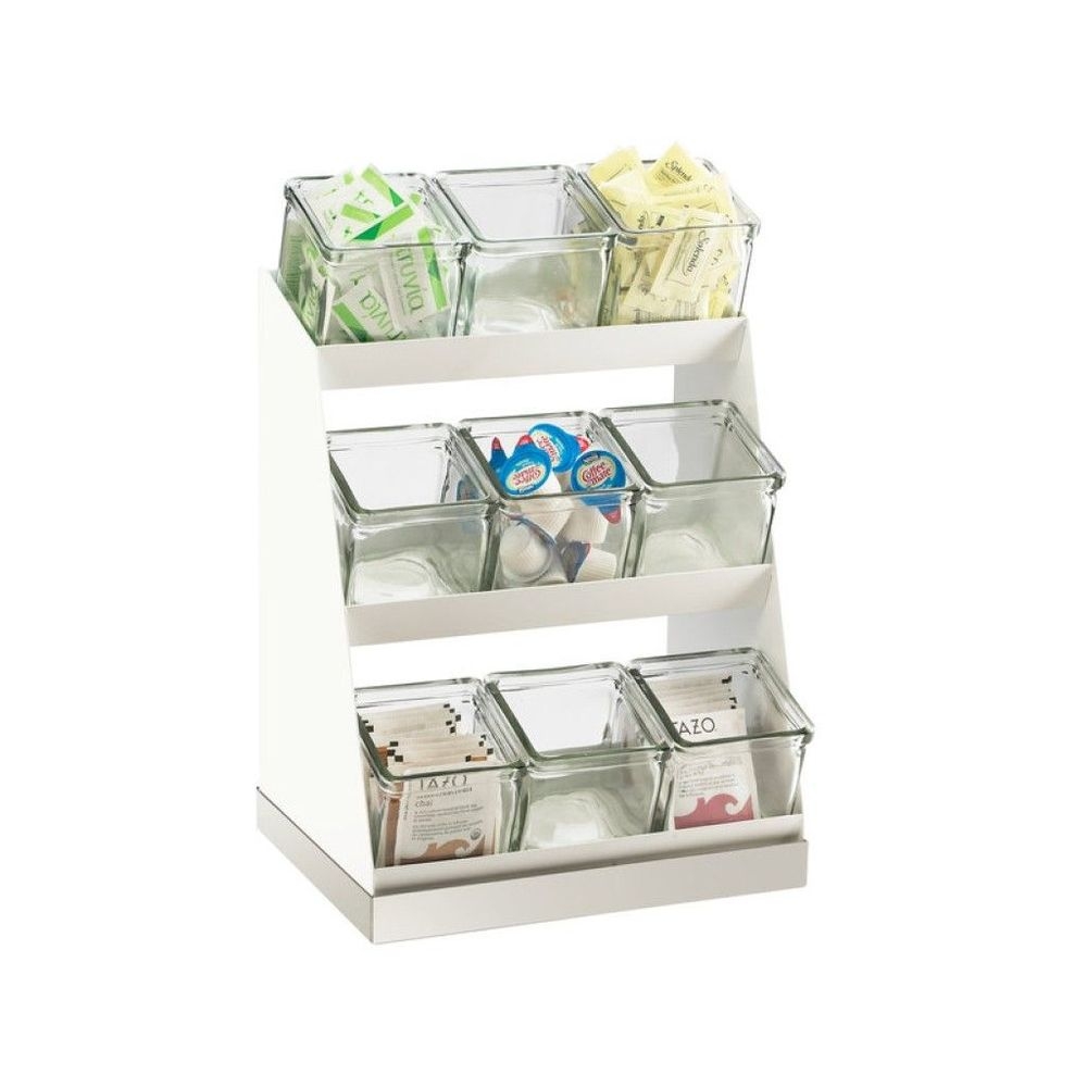 Cal-Mil Luxe Condiment Display with Glass Jars and Stainless Steel Base, 12.25 x 9 x 15.5 inch