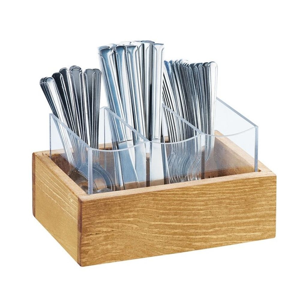 Cal-Mil Madera Rustic Pine Wood 3 Section Flatware Display, 9 inch Width x 6 inch Depth x 5.25 inch Height