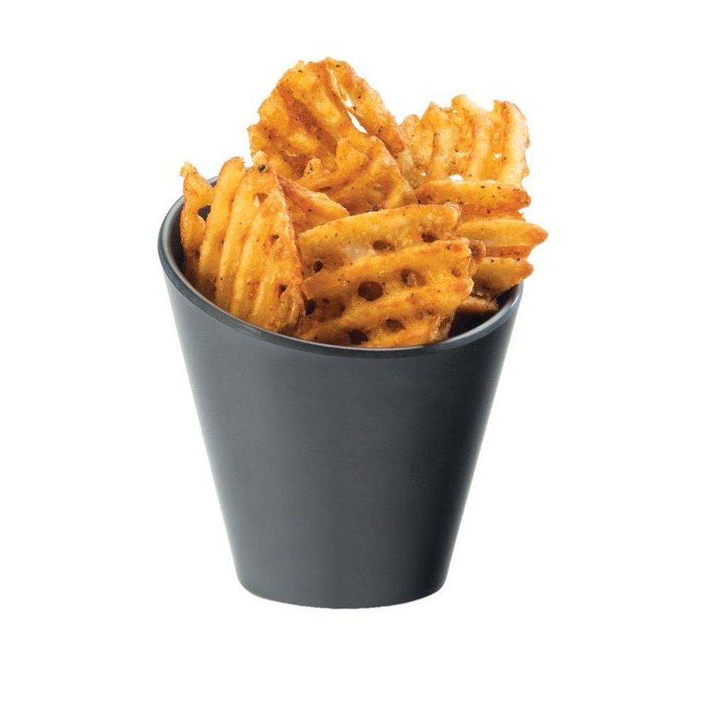 Cal-Mil Faux Slate Black Concave French Fry Holder, 4.25 inch Dia x 4.25 inch