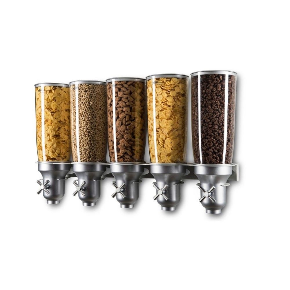 Cal-Mil Platinum Wall Mount Turn and Serve 5 Liter Five Cylinder Cereal Dispenser, 31 x 6.75 x 19.75 inch