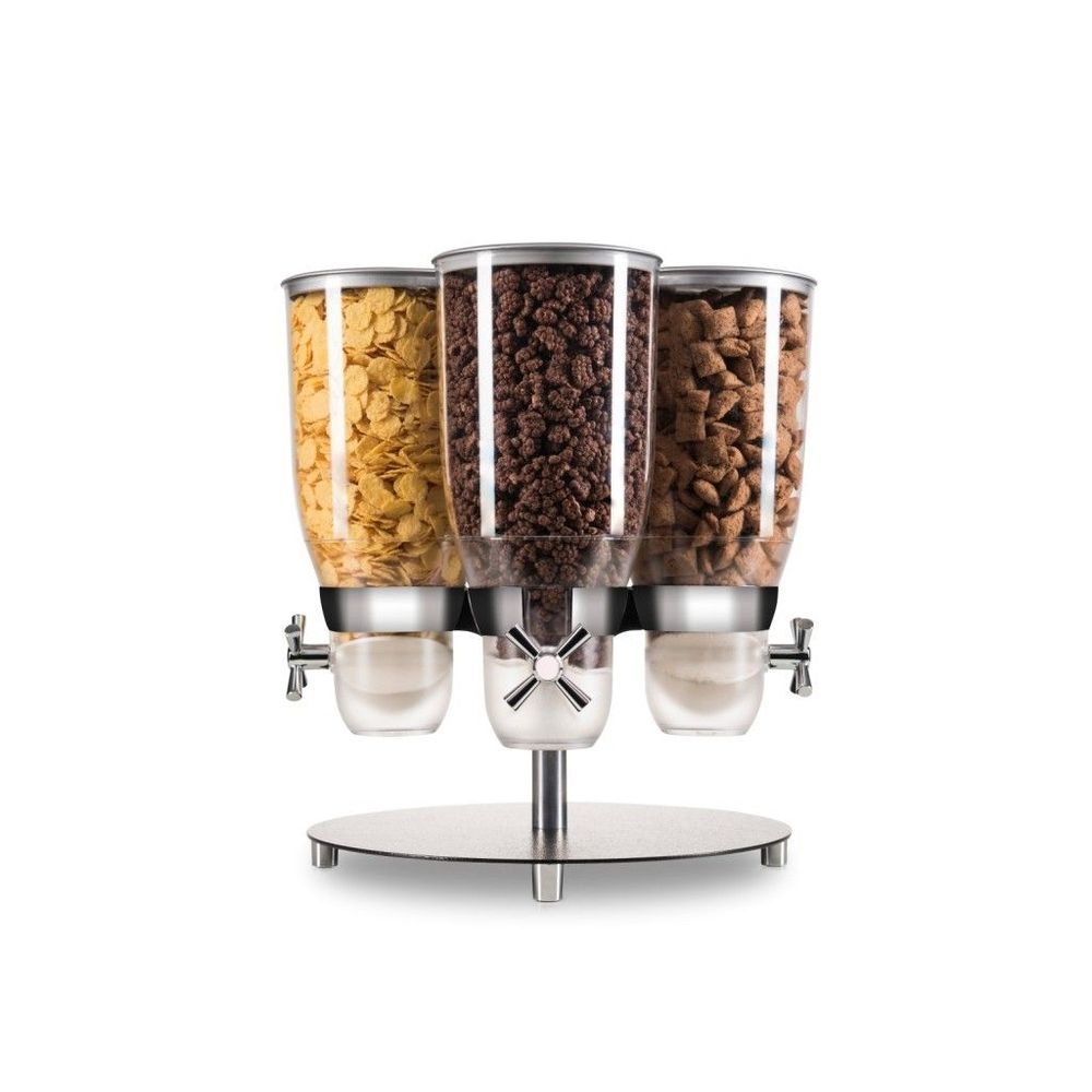 Cal-Mil Turn N Serve Platinum Rotating 3.5 Liter Four Cylinder Cereal Dispenser, 13.5 x 13.5 x 17.75 inch