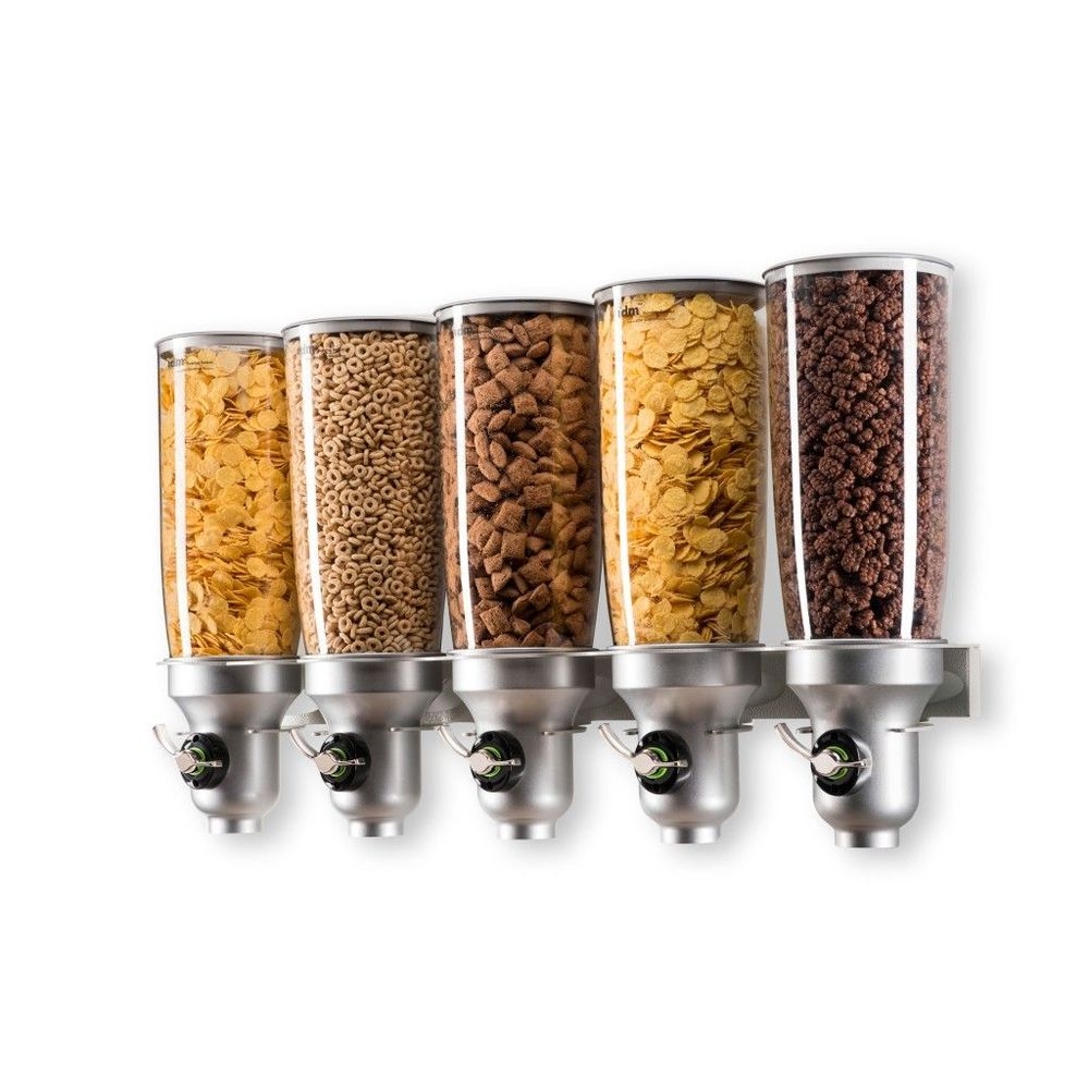Cal-Mil Platinum Wall Mount Free Flow 5 Liter Five Cylinder Cereal Dispenser, 31 x 6.75 x 19.75 inch