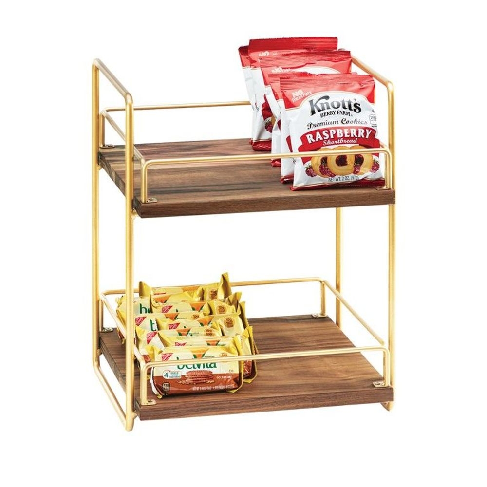 Cal-Mil Brass 2 Tier Mid Century Merchandiser, 13 x 12 x 16.5 inch