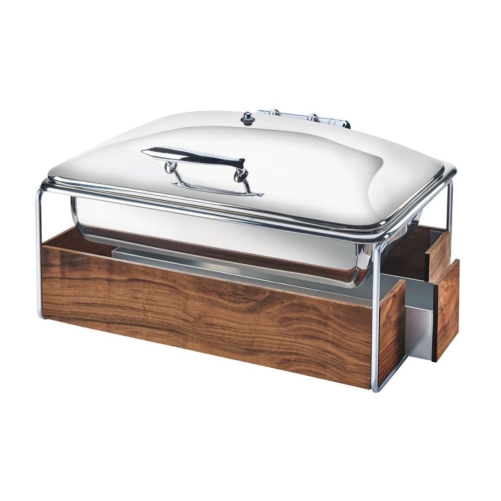Cal-Mil Chrome Trim Mid Century Chafer with Lid, 23 x 17.5 x 13.75 inch