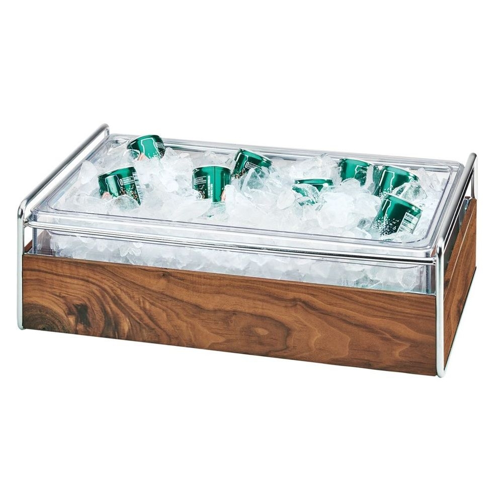 Cal-Mil Chrome Mid Century Ice Housing with Clear Pan, 21.75 x 13.5 x 7.25 inch
